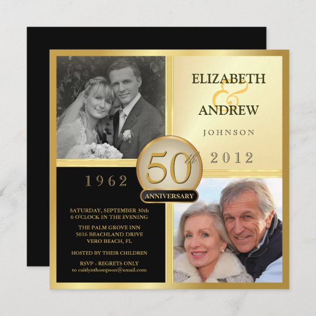 Invitaciones de Foto para Aniversario de Boda Ento (Anverso / Reverso)