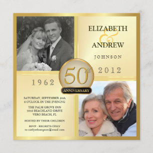 Invitaciones de foto para bodas de oro (50 años)