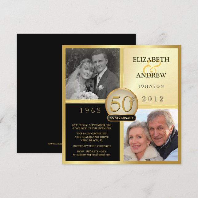 Invitaciones de fotos de aniversario de bodas ento (Anverso / Reverso)