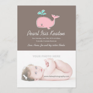 Invitaciones de fotos de ballenas rosadas