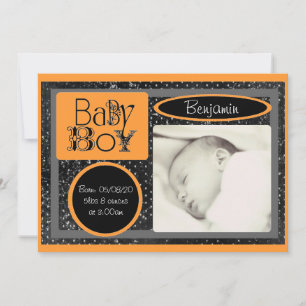 Invitaciones de fotos de niños de naranja blanco n