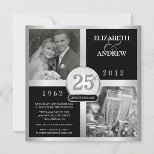 Invitaciones de fotos elegantes para el 25º aniver