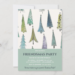 Invitaciones de Friendsmas Árboles de Navidad verd