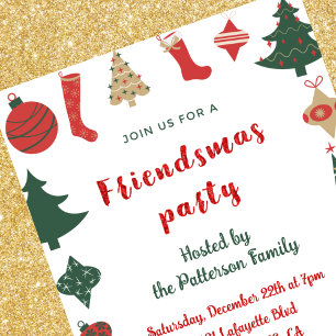 Invitaciones de Friendsmas Calcetines de arbolitos