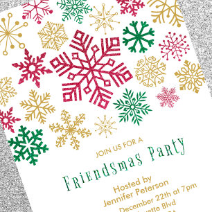 Invitaciones de Friendsmas Fiesta Chic Copos de Ni