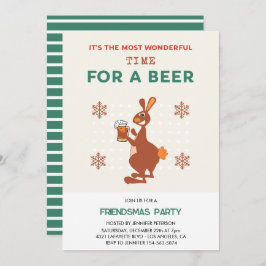 Invitaciones de Friendsmas Funny Kangaroo Beer Pun