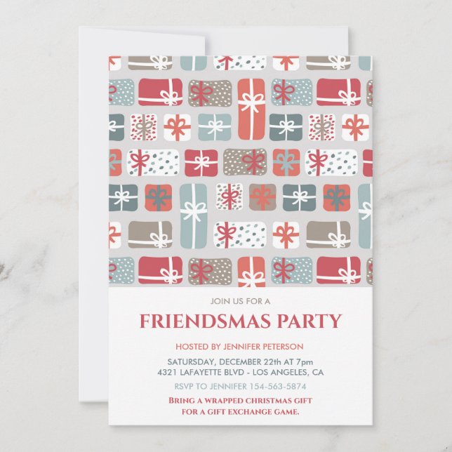 Invitaciones de Friendsmas Patrón de regalo de Nav (Anverso)