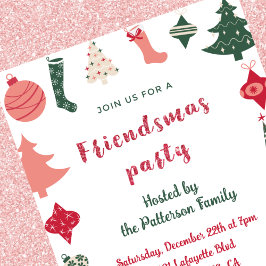 Invitaciones de Friendsmas Patrón navideño lindo