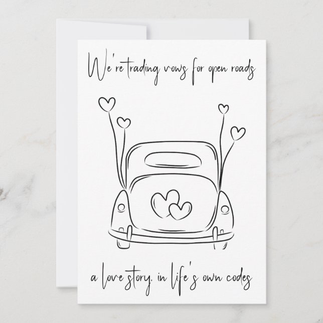 invitaciones de fugas de recién casados modernos (Anverso)