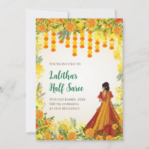 Invitaciones de función de medio saree digital