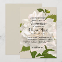 Invitaciones de Gardenia Vintage Floral Quinceañer