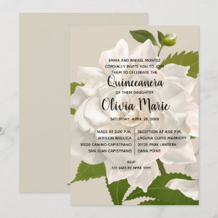 Invitaciones de Gardenia Vintage Floral Quinceañer