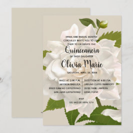 Invitaciones de Gardenia Vintage Floral Quinceañer