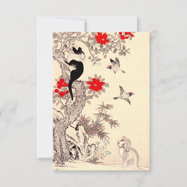 Invitaciones de gatitos y cachorros japoneses (Anverso)