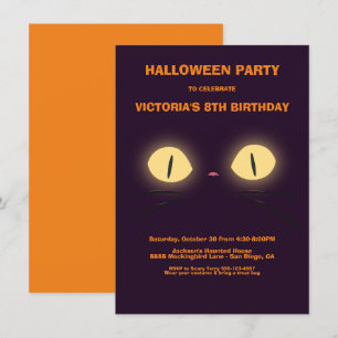 Invitaciones de Gato de cumpleaños de Halloween