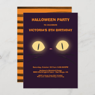 Invitaciones de Gato de cumpleaños de Halloween
