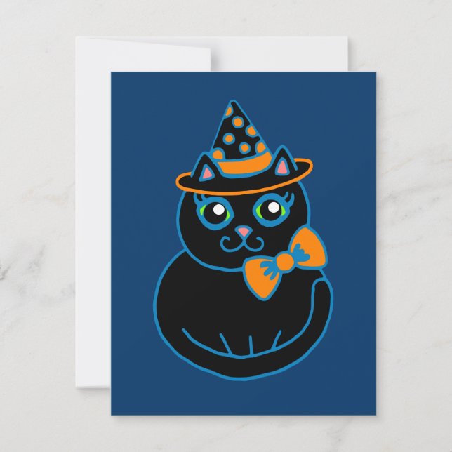 Invitaciones de gato de Halloween (Anverso)
