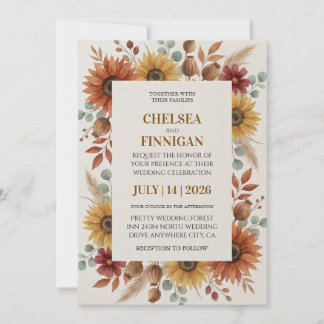 invitaciones de girasoles al aire libre chic de ot