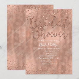 Invitaciones de glamour de oro rosa para despedida