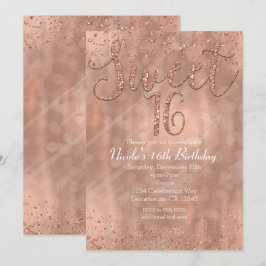 Invitaciones de glamour de rosa dorada para fiesta
