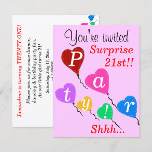 Invitaciones de globos con forma de corazón para c