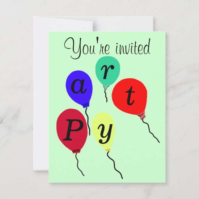 Invitaciones de globos de cumpleaños personalizada (Anverso)