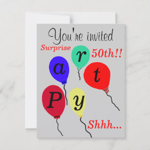 Invitaciones de globos de cumpleaños sorpresa núme