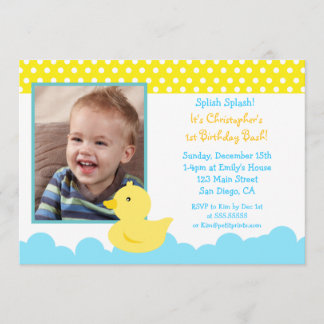 Invitaciones de goma del cumpleaños del pato