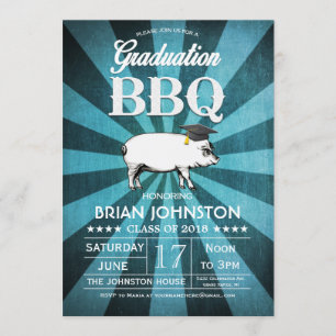 Invitaciones de graduación a barbacoa (azul turque