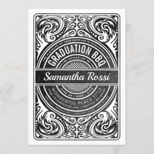 Invitaciones de graduación a barbacoa en blanco y 