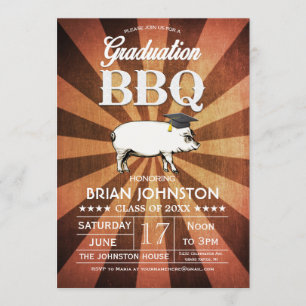 Invitaciones de graduación a barbacoa (Oro)
