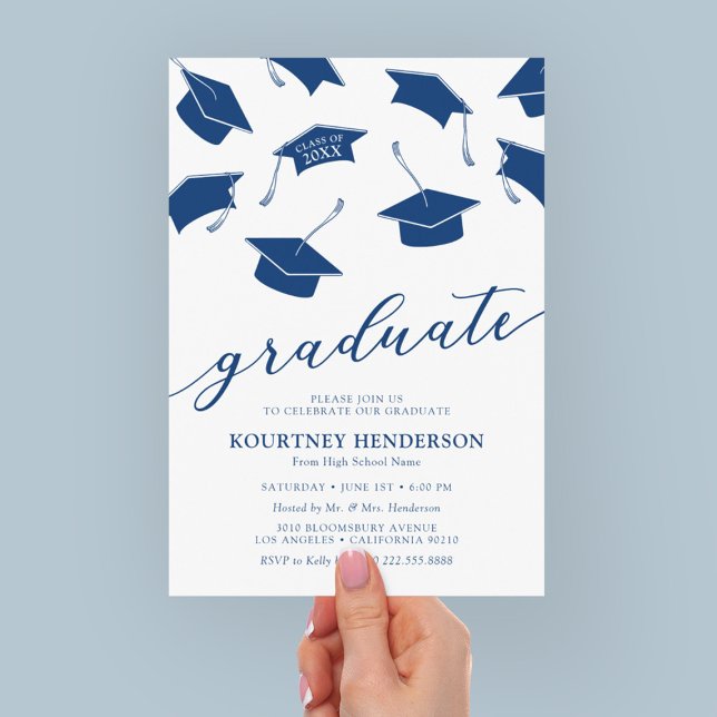 Invitaciones de graduación azules simples modernas (Subido por el creador)