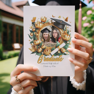 Invitaciones de Graduación con Borde de Tulipanes