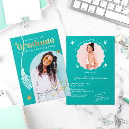 Invitaciones de graduación con foil de destellos a