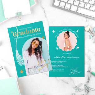 Invitaciones de graduación con foil de destellos a