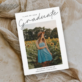 Invitaciones de graduación con foto simple de escr