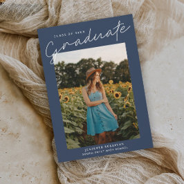 Invitaciones de graduación con foto simple y escri