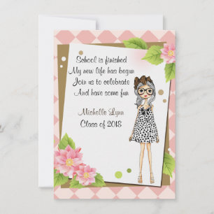 Invitaciones de graduación de Chica con estilo per