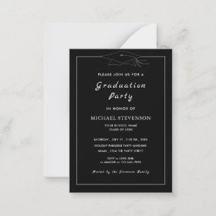 Invitaciones de Graduación de Color Negro con Colo