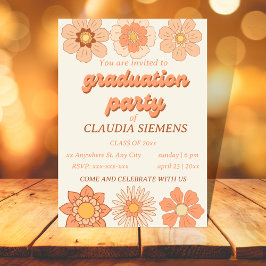 Invitaciones de Graduación de Groovy Floral Retro 