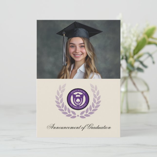 Invitaciones de graduación de la escuela con logot (Anverso de pie)