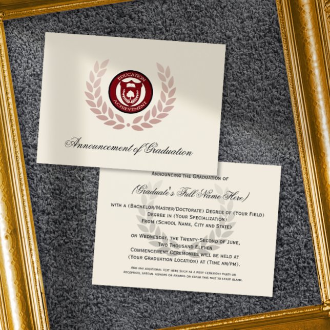 Invitaciones de graduación de la escuela de logoti (formal traditional graduation announcement cards)