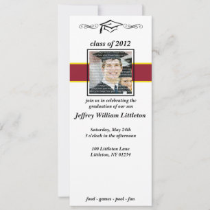 Invitaciones de graduación de la escuela de rojo y