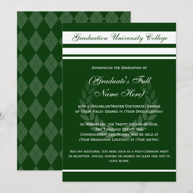 Invitaciones de graduación de la Escuela Formal (V (Anverso / Reverso)