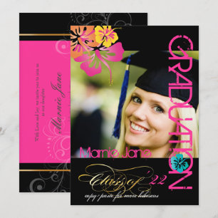 INVITACIONES DE GRADUACIÓN DEL HIBISCO DE PixDezin