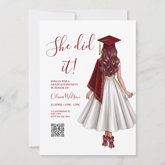 invitaciones de graduación ella lo hizo, fiesta de (Anverso)