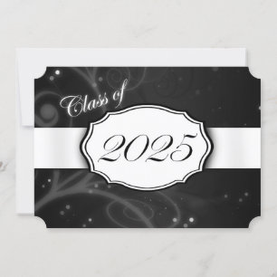 Invitaciones de graduación en blanco y negro 2025