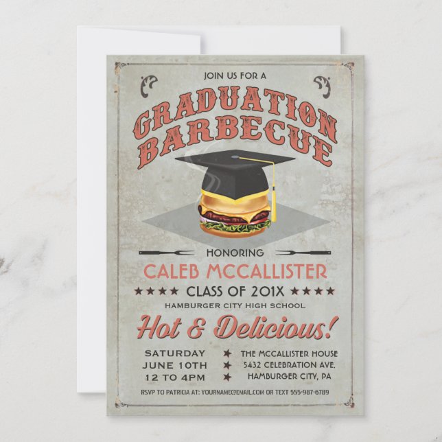 Invitaciones de graduación | Fiesta BBQ v.2 (Anverso)