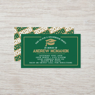 Invitaciones de graduación mini Green & Gold
