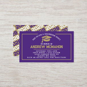 Invitaciones de graduación mini Purple & Gold